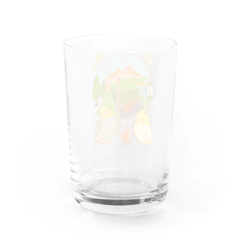 こざくらクラブのマシュマロを焼くキャンプオカメ（オカメインコノーマル&ルチノー） Water Glass :back