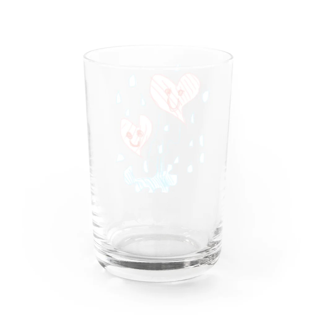 ヨコガオがモットーの雨のちハートで草 Water Glass :back