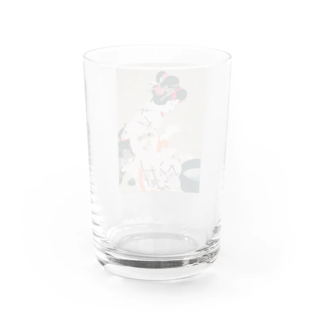 世界の絵画アートグッズの北野恒富 《願いの糸》 Water Glass :back