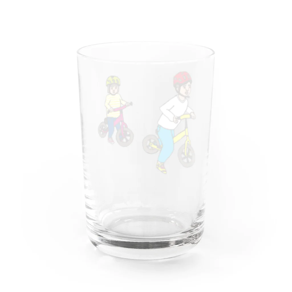 Yukino1118｜イラストレーターの自転車に乗る子供2人 Water Glass :back