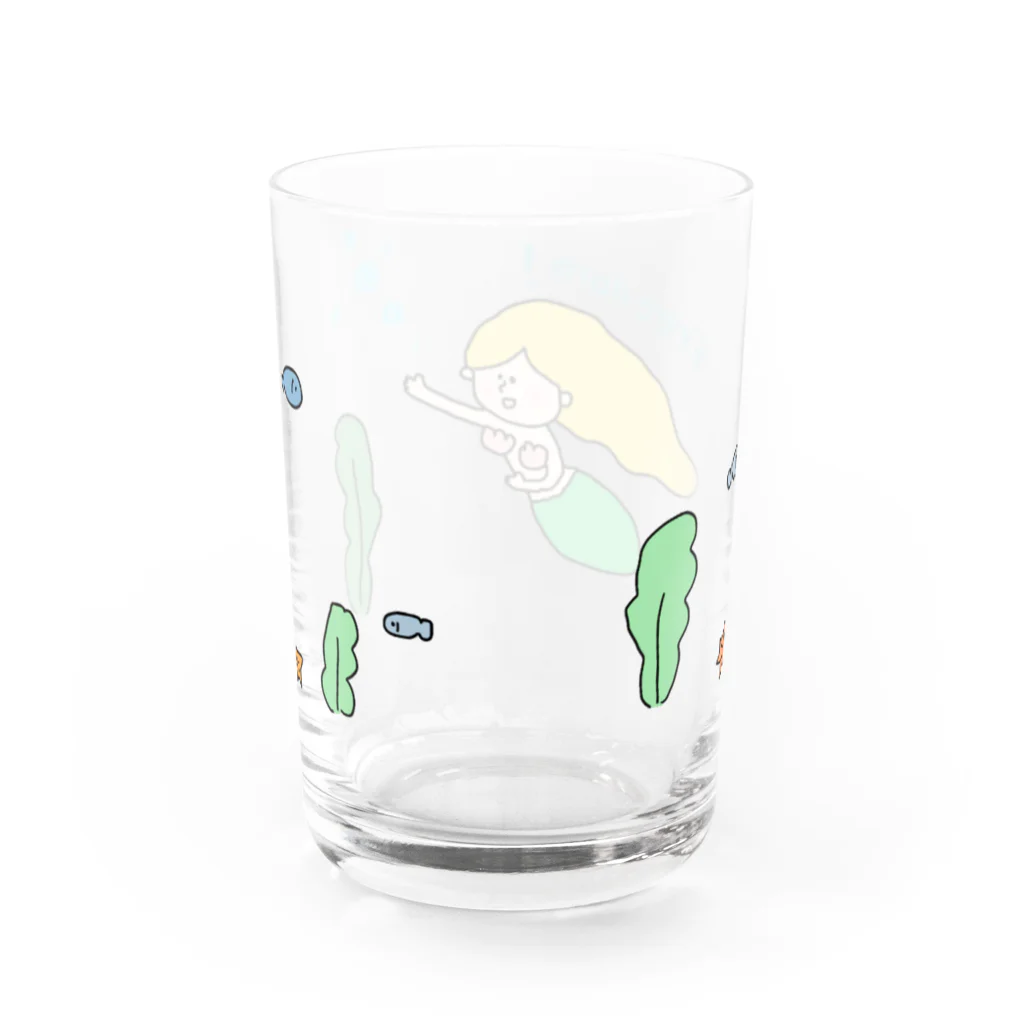 pocaのお絵描きの海の人魚姫 Water Glass :back