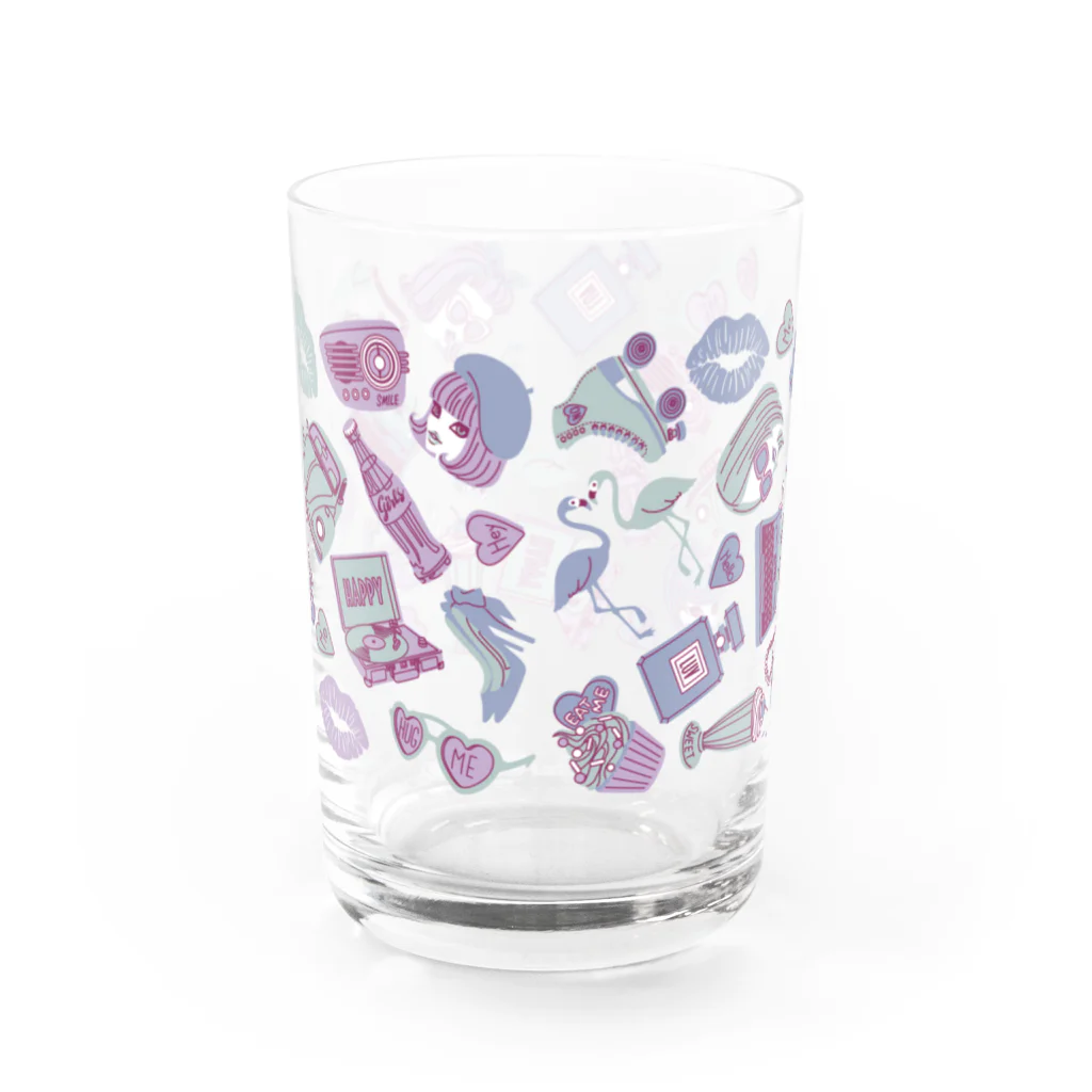 sachiko2004shopのブルーレトロガール Water Glass :back