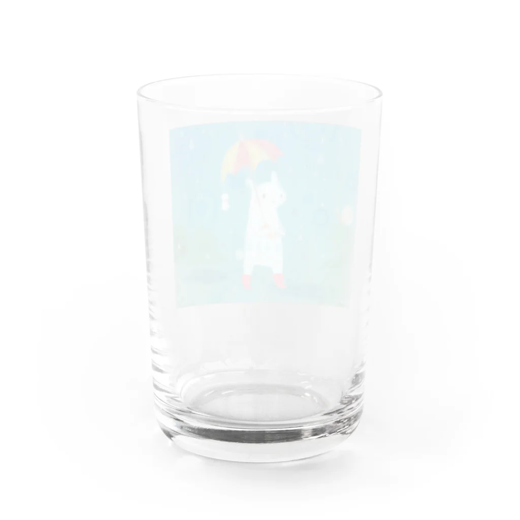 ショップの雨降り_白い生き物 Water Glass :back