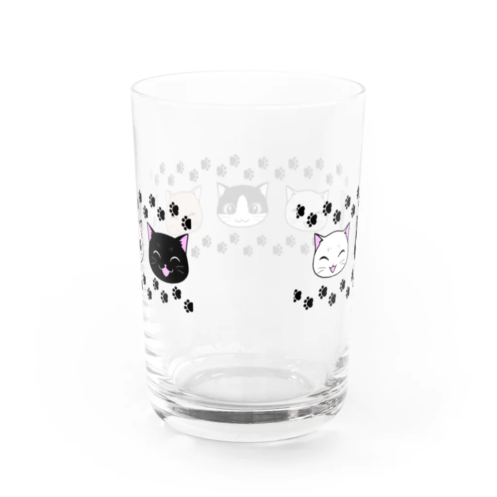 虹色猫工房(クロミツ)のにゃんこボーダー Water Glass :back