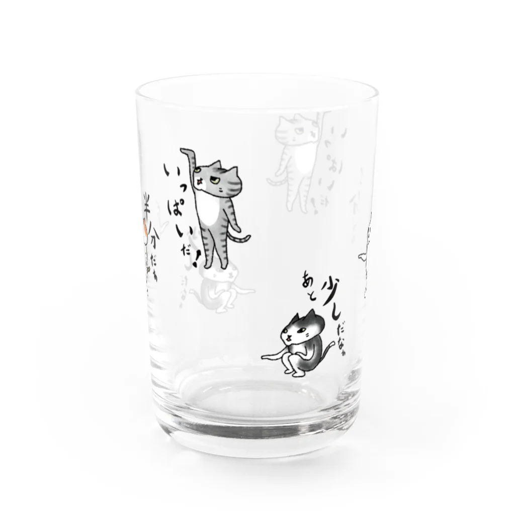 向日葵きのこの容量を教えてくれる猫グラス Water Glass :back