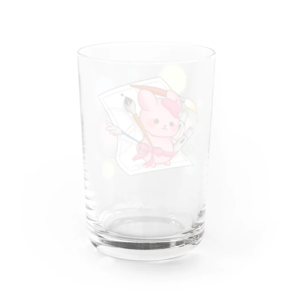 ゆめうさぎShopの漫画家うさぎ Water Glass :back