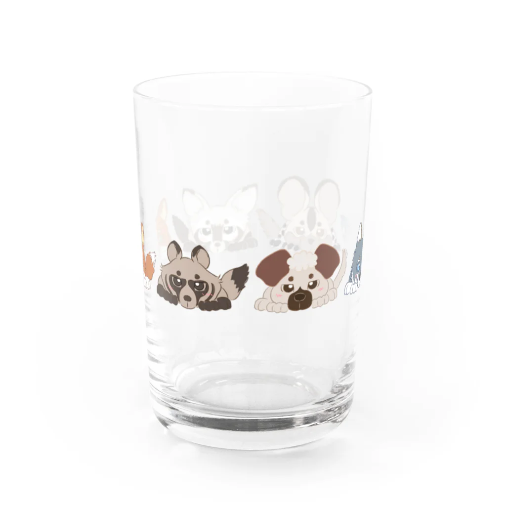 BeArtSuzumaruのぺたんこ犬科横 Water Glass :back