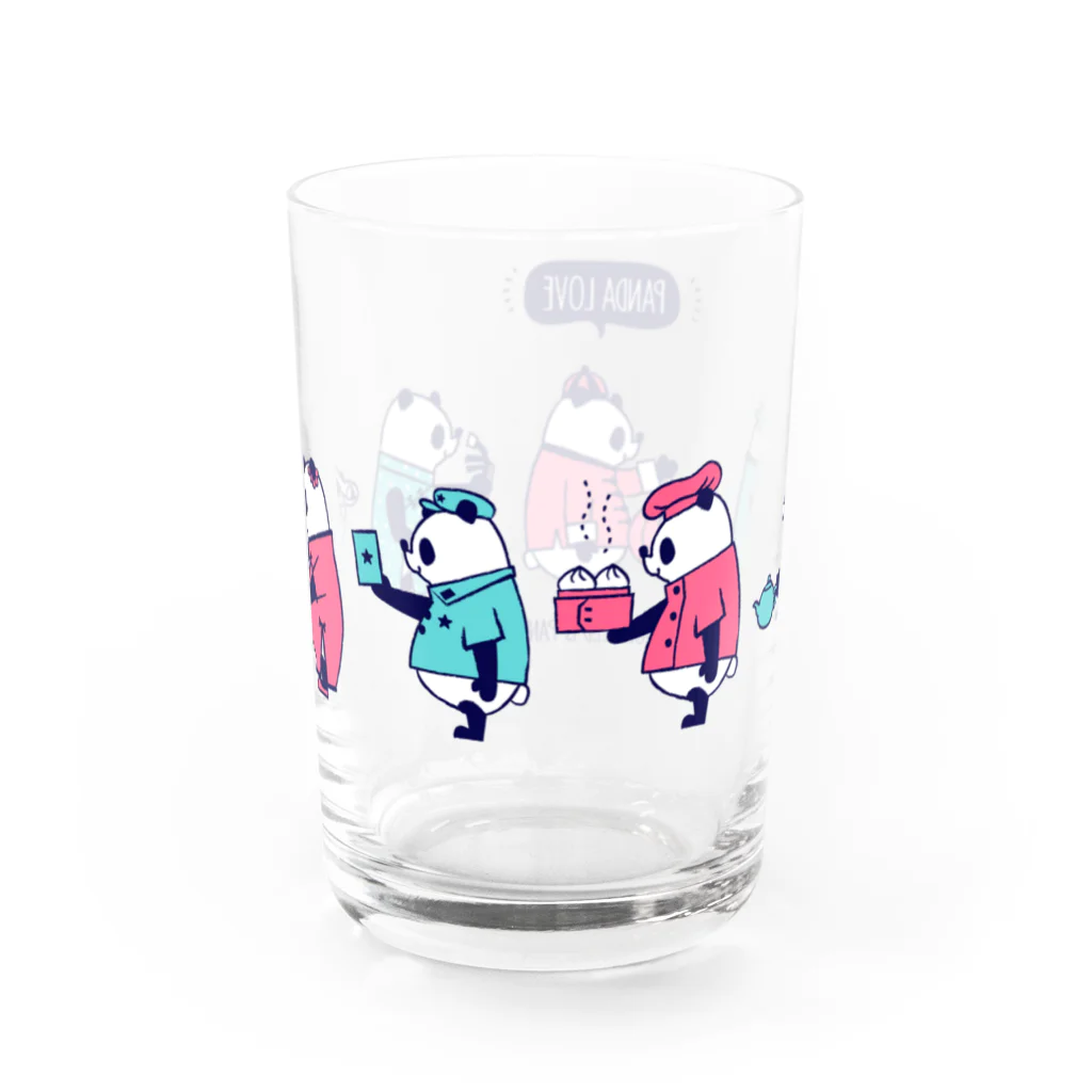 キッチュの横向きパンダ集合 Water Glass :back