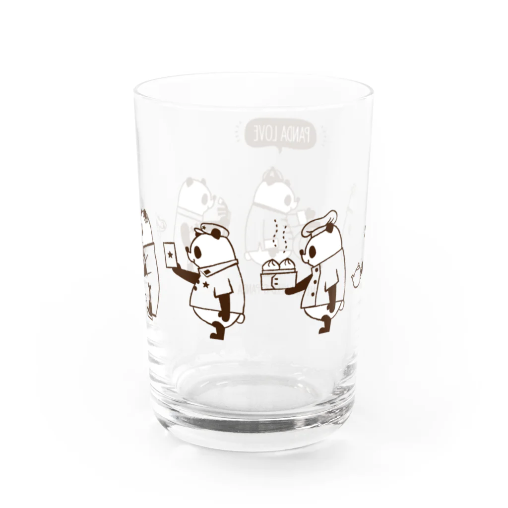 キッチュの横向きパンダ集合 Water Glass :back