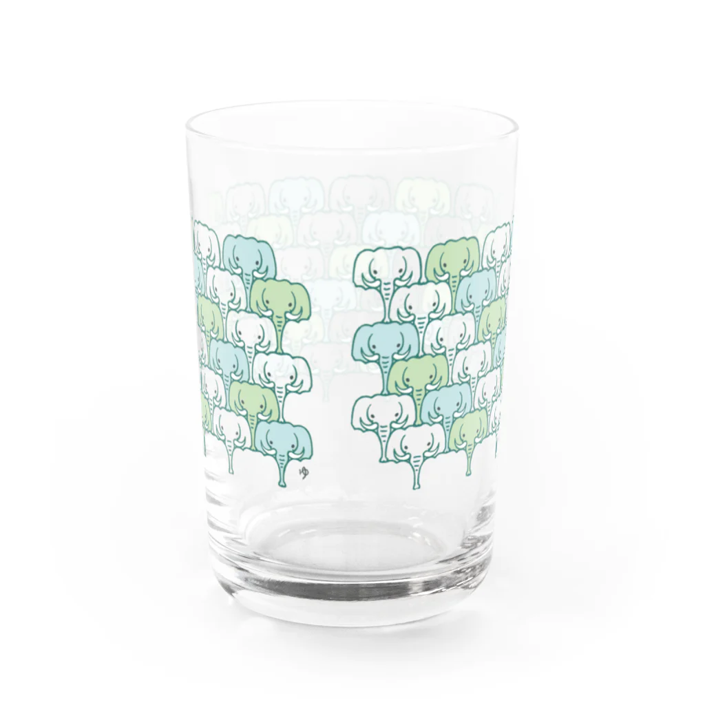 ゆっしーのつながるゆかいないきものたちのつながるぞう　よこなが Water Glass :back