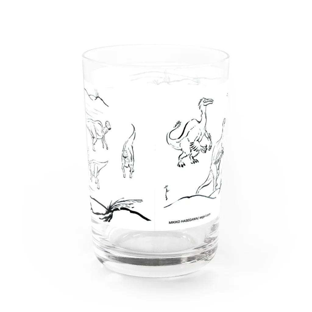 segasworksの墨絵風恐竜画 Water Glass :back
