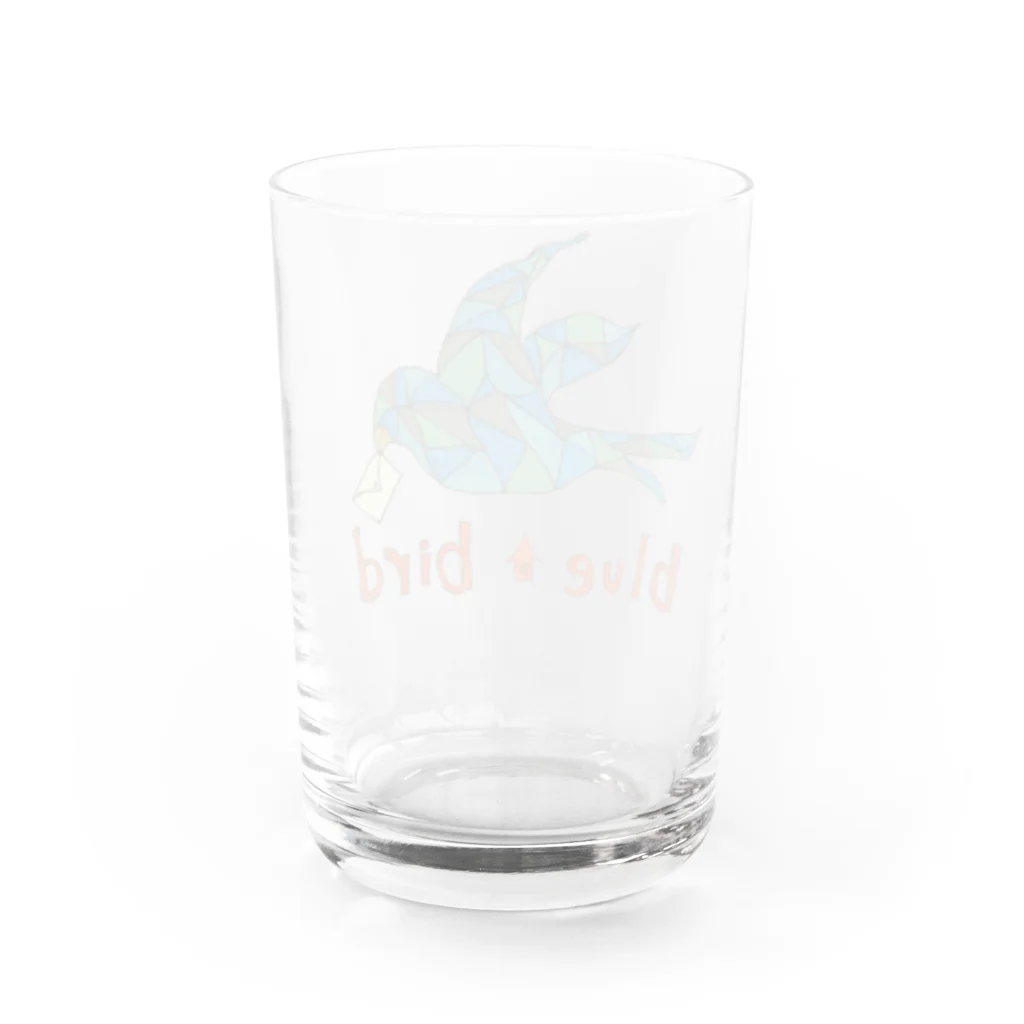 モコモコミュージアムのblue bird Water Glass :back