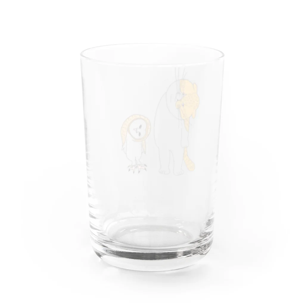 shimeji_omuのネコとメンフクロウ Water Glass :back