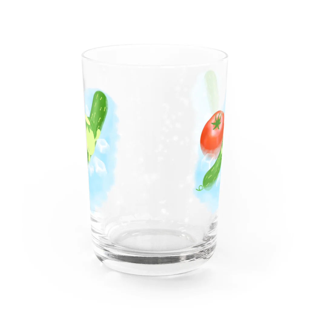 ほわぽよ。のキュウリにトマトにカッパのきゅぅちゃん Water Glass :back