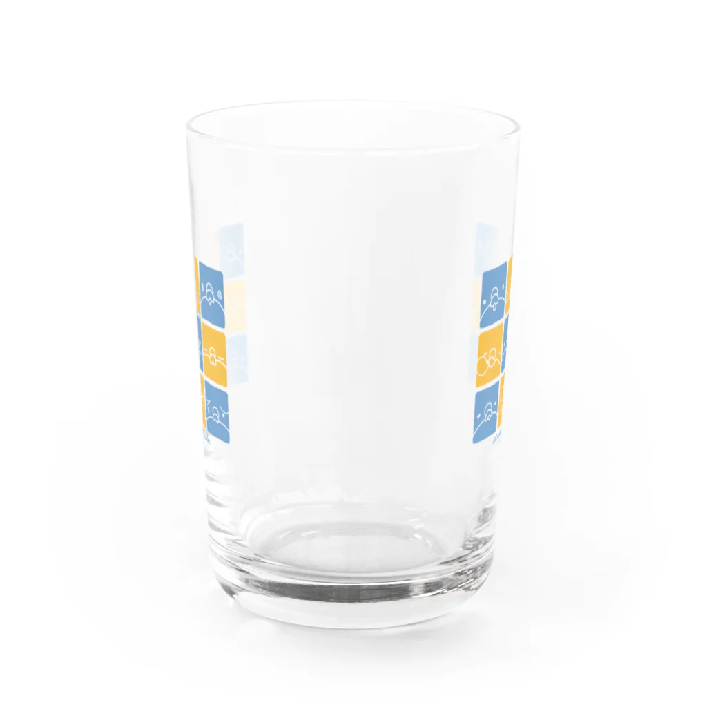 TSUBAME WORKSのTsubame face/blue-yellow Water Glass :back