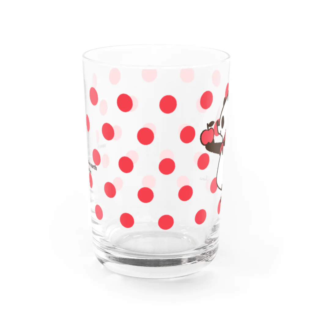 キッチュの水玉パンダ　レッド Water Glass :back