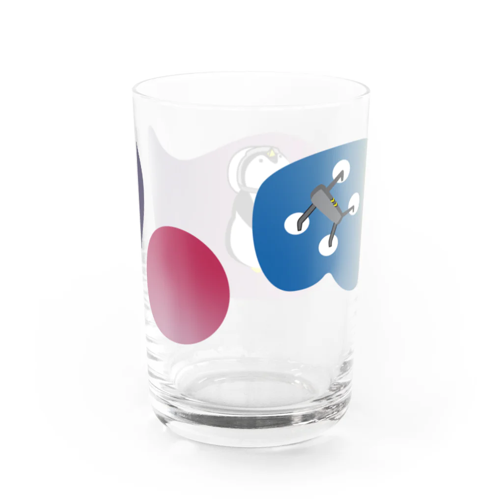 monomawaruのペンギンとドローン Water Glass :back