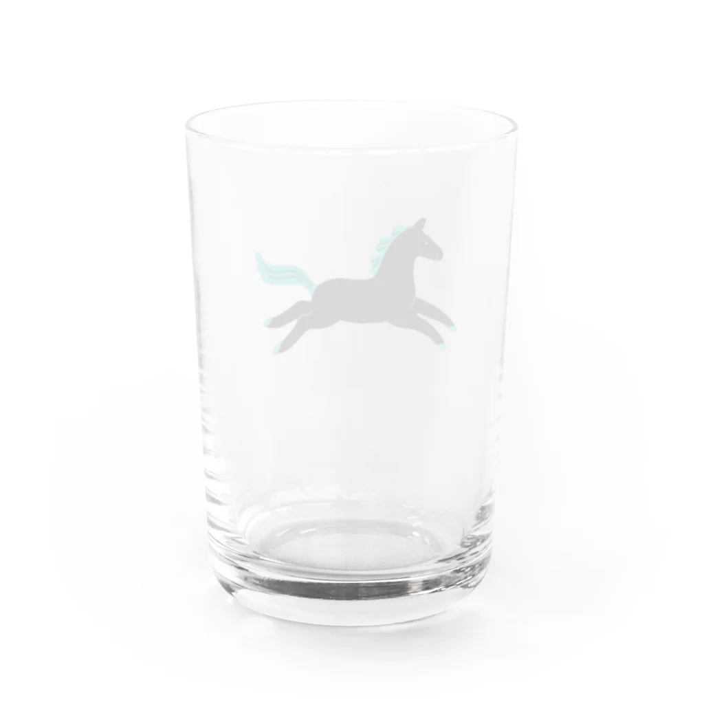 Rera(レラ)のミント×黒の馬 Water Glass :back