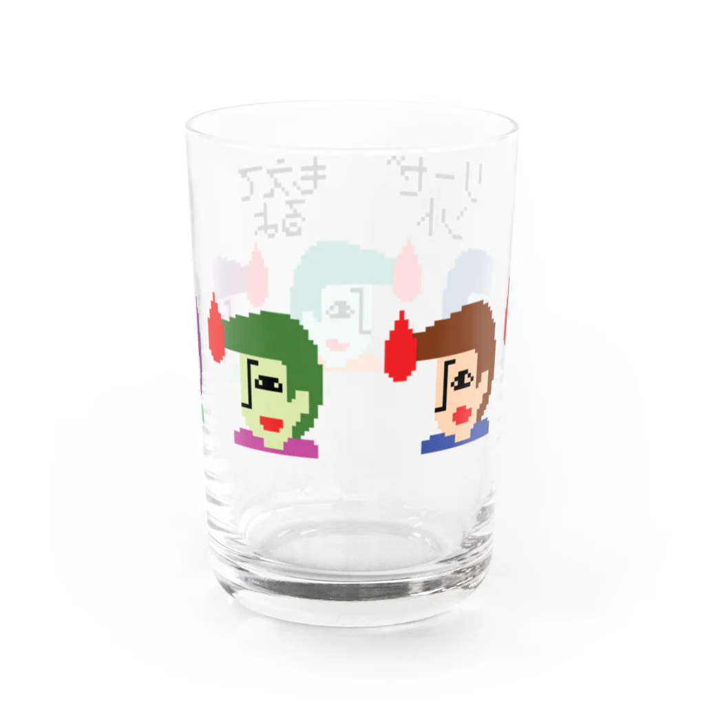 いーの！だめの?suzuri支店のリーゼント燃えてるよ　ドット絵ver. Water Glass :back