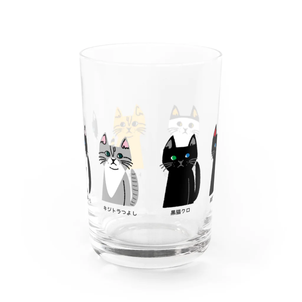 mapechiのトラネコしまお、みんな仲間 Water Glass :back