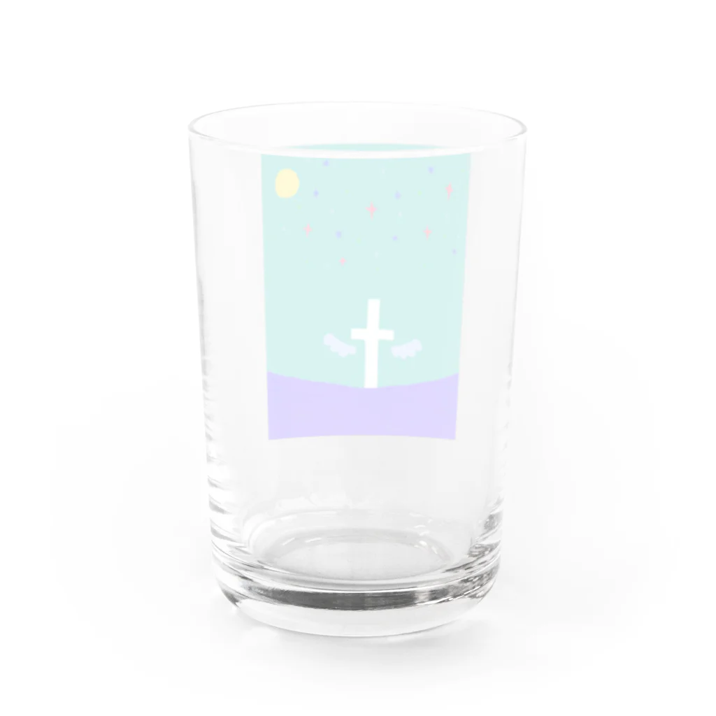 ひがしぐもの夜の海と十字架 Water Glass :back