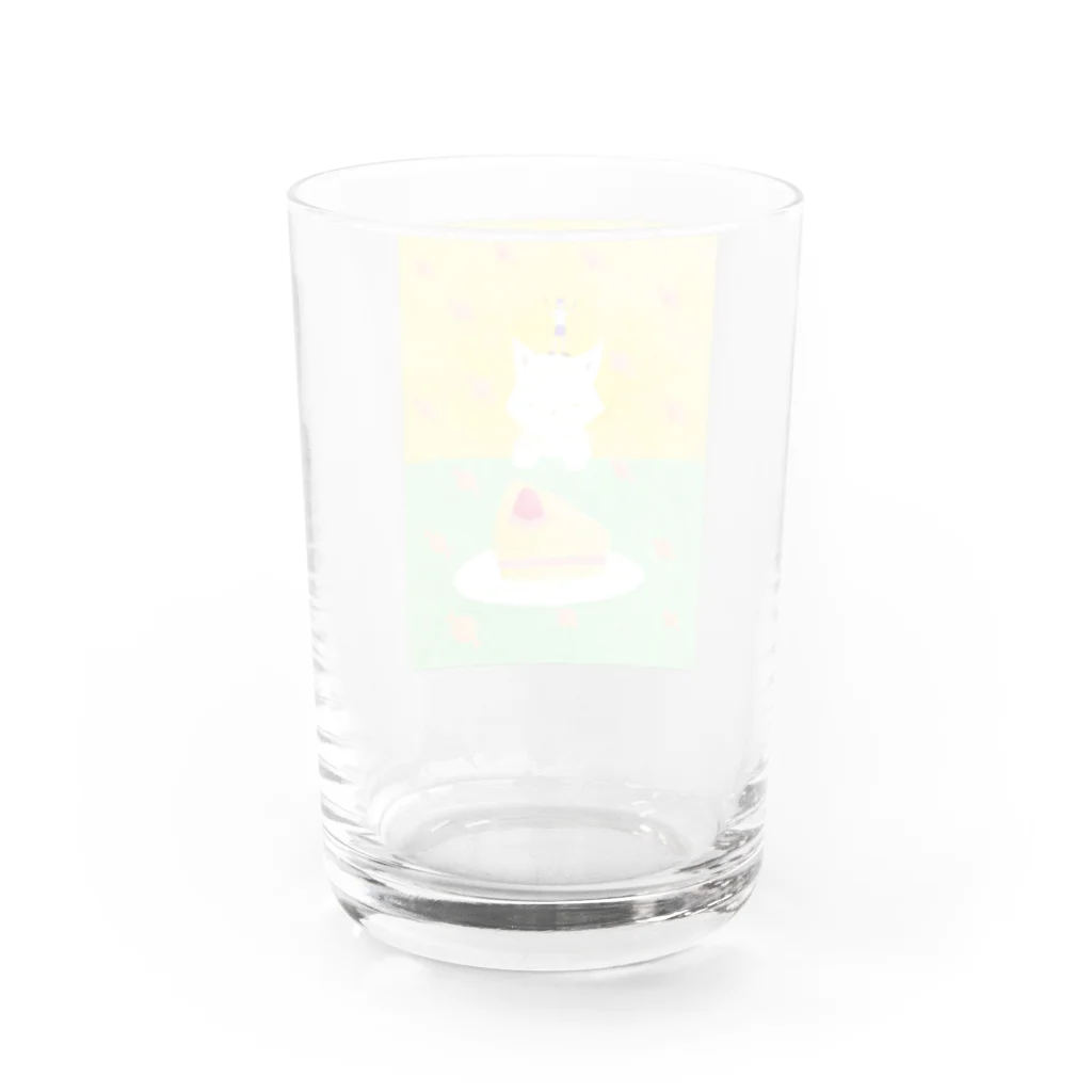 金森 葵のケーキを狙う猫と小さな女の子 Water Glass :back