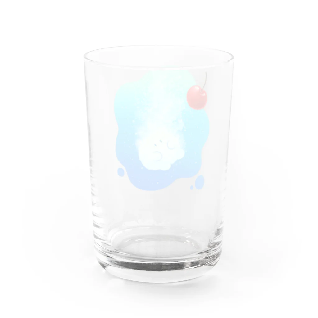 ハコモリストアの溶けゆくクリームソーダちゃん（ブルー） Water Glass :back