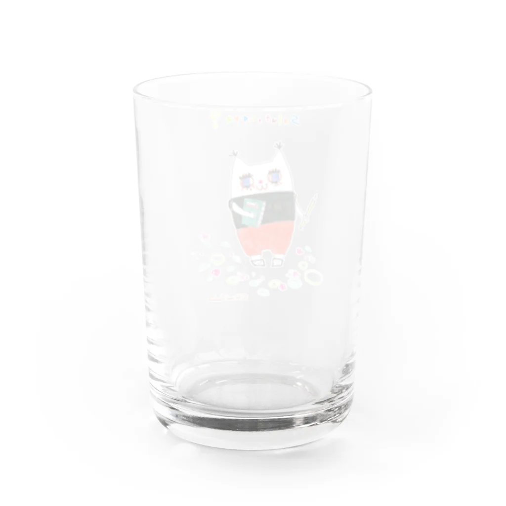 ほんワカヒトやすみの【ヨーロピアン猫シリーズ】おえかき猫ちゃん♪ Water Glass :back