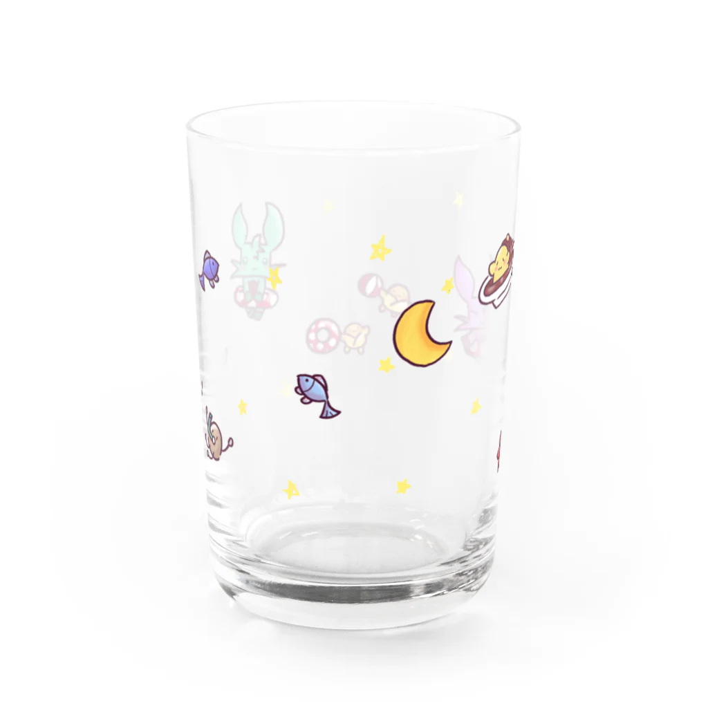 鈴乃まろんのゆるオム×こみろんらびっとコラボグラス Water Glass :back