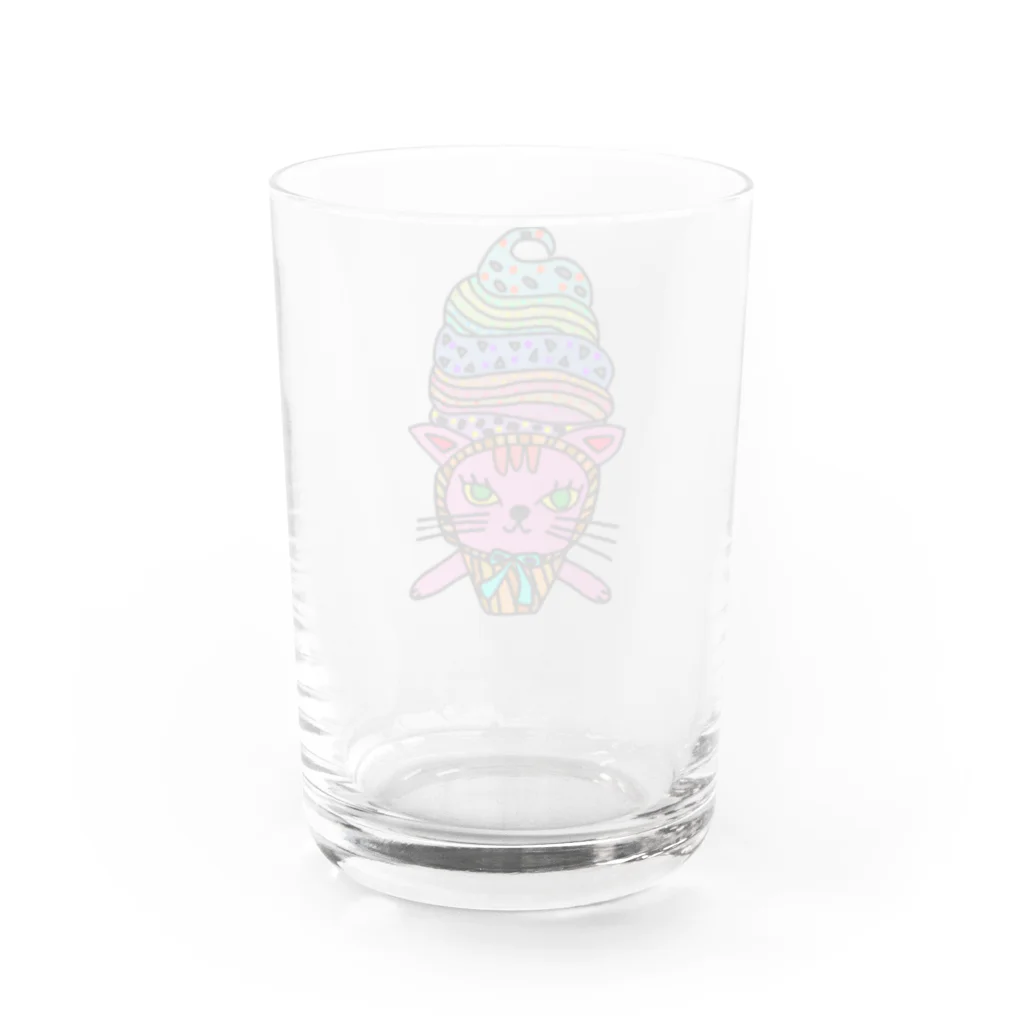 CREAMY YODAのソフトクリームピンクネコ Water Glass :back