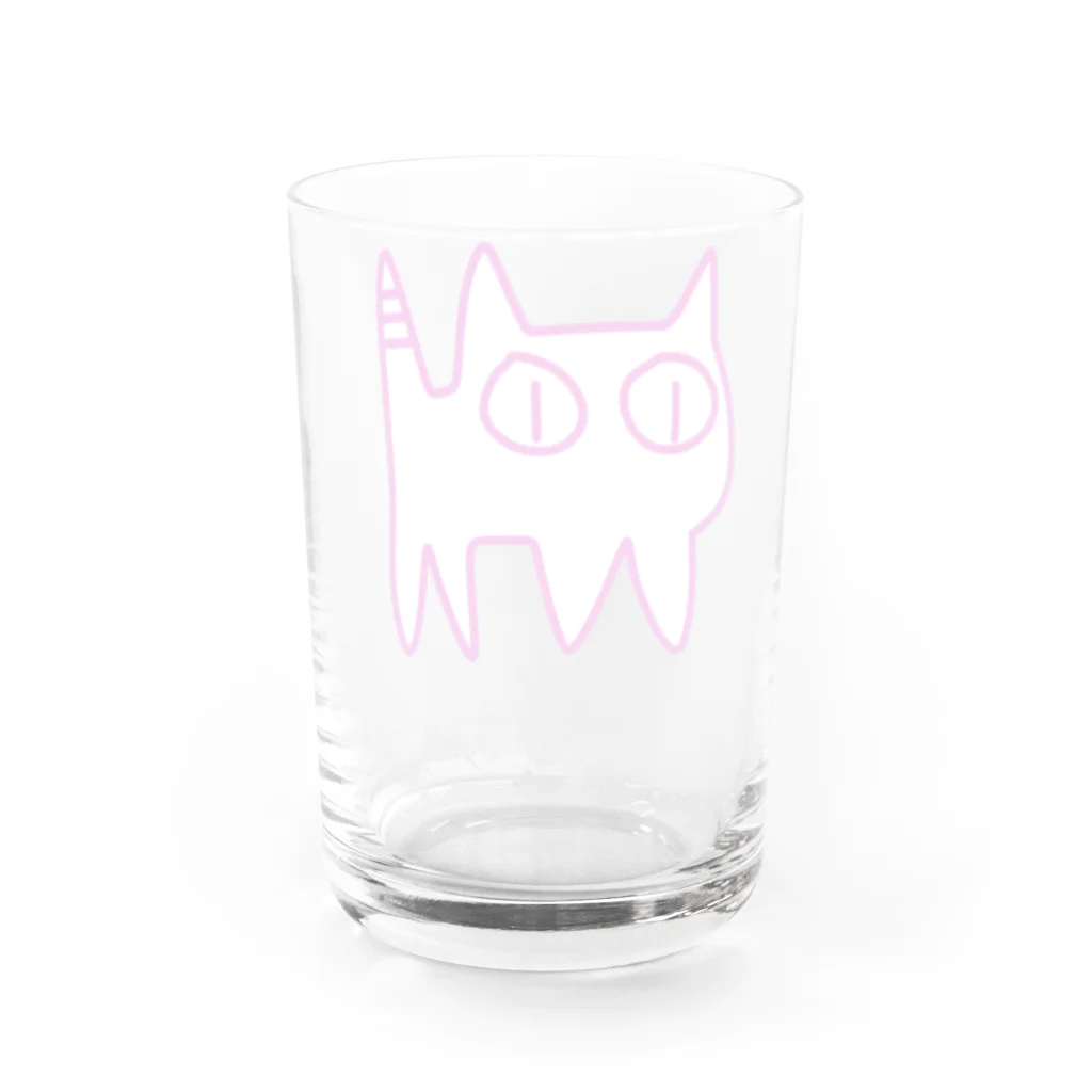 きょうは、なにをきようか。のねこですから。ピンク Water Glass :back