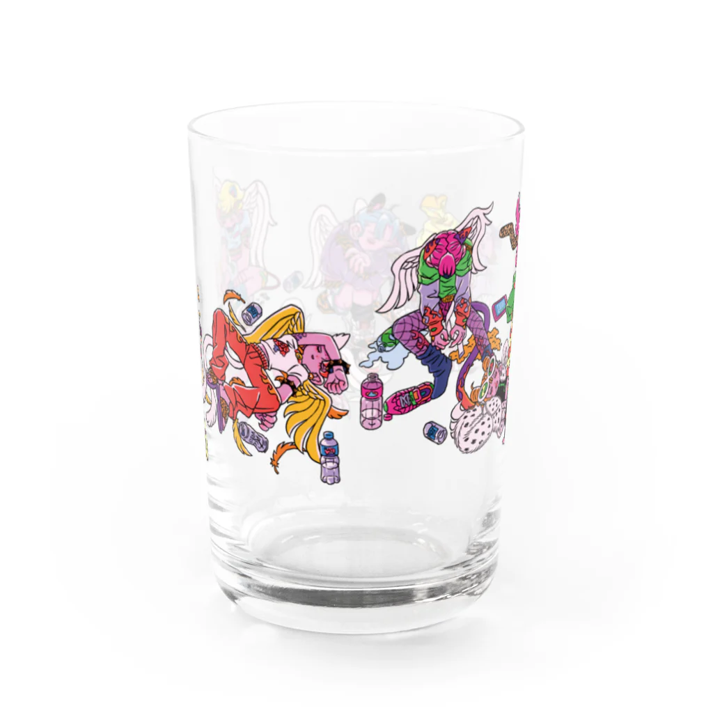 メイドイン極楽スズリ店のオール泥酔 Water Glass :back