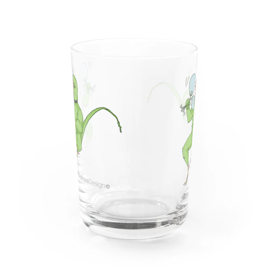 アルバトロスデザインのワカケおじさん・暑中見舞い（ソロ） Water Glass :back