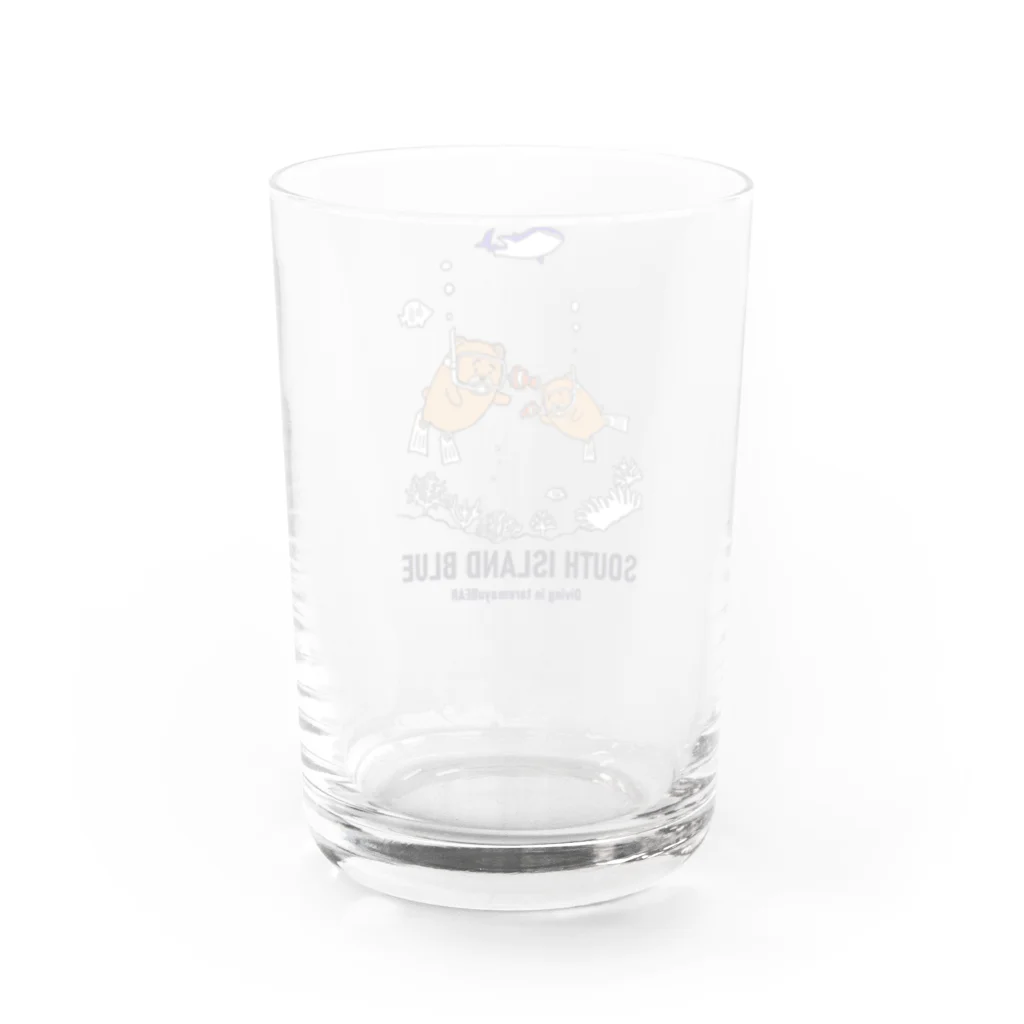 SOUTH ISLAND BLUE 沖縄店のDiving in taremayuBEAR Water Glass :back