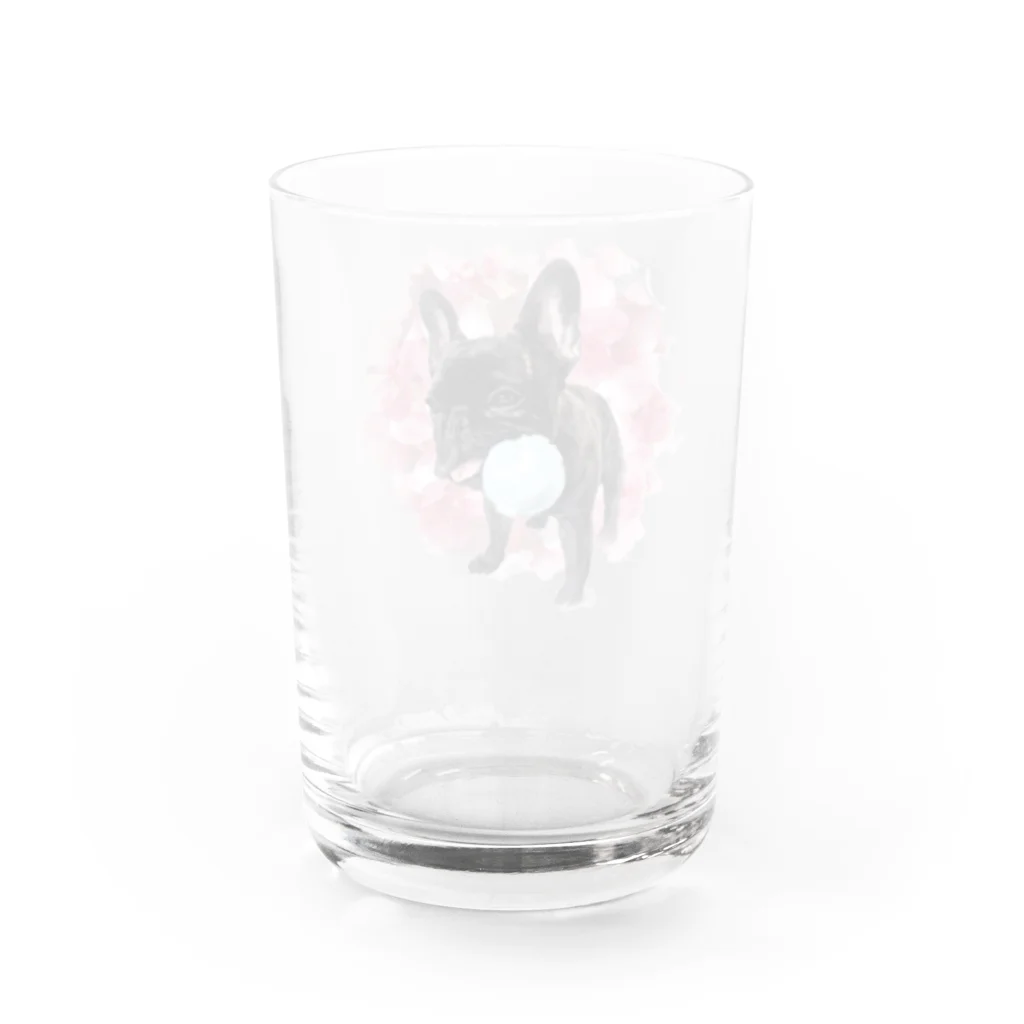 フレブルとパググッズS’IRISERのフレブル　ブリンドル　ボール渡さない Water Glass :back