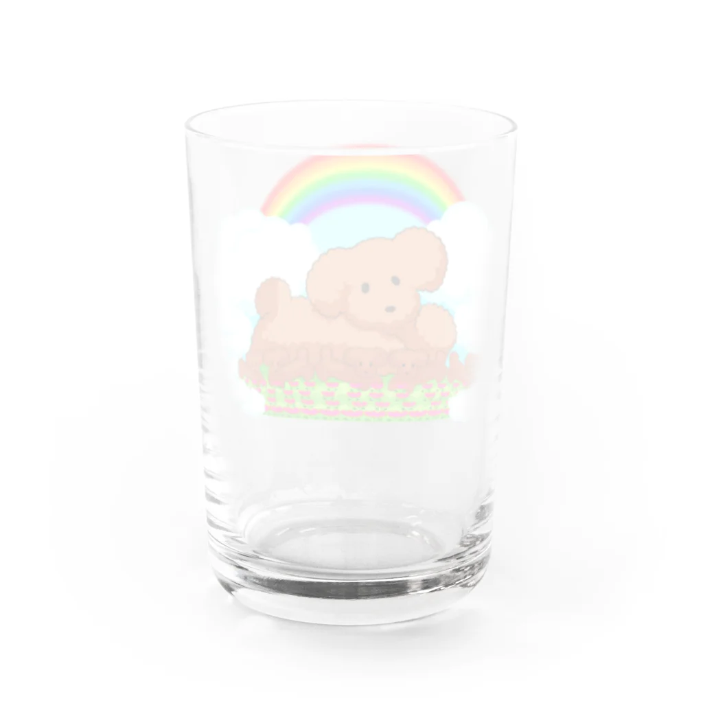 ✨🌈✨ユラクラカン🇯🇵 ✨🌈✨のトイ・プードル🌈ファミリー🌈レインボー　バージョン Water Glass :back