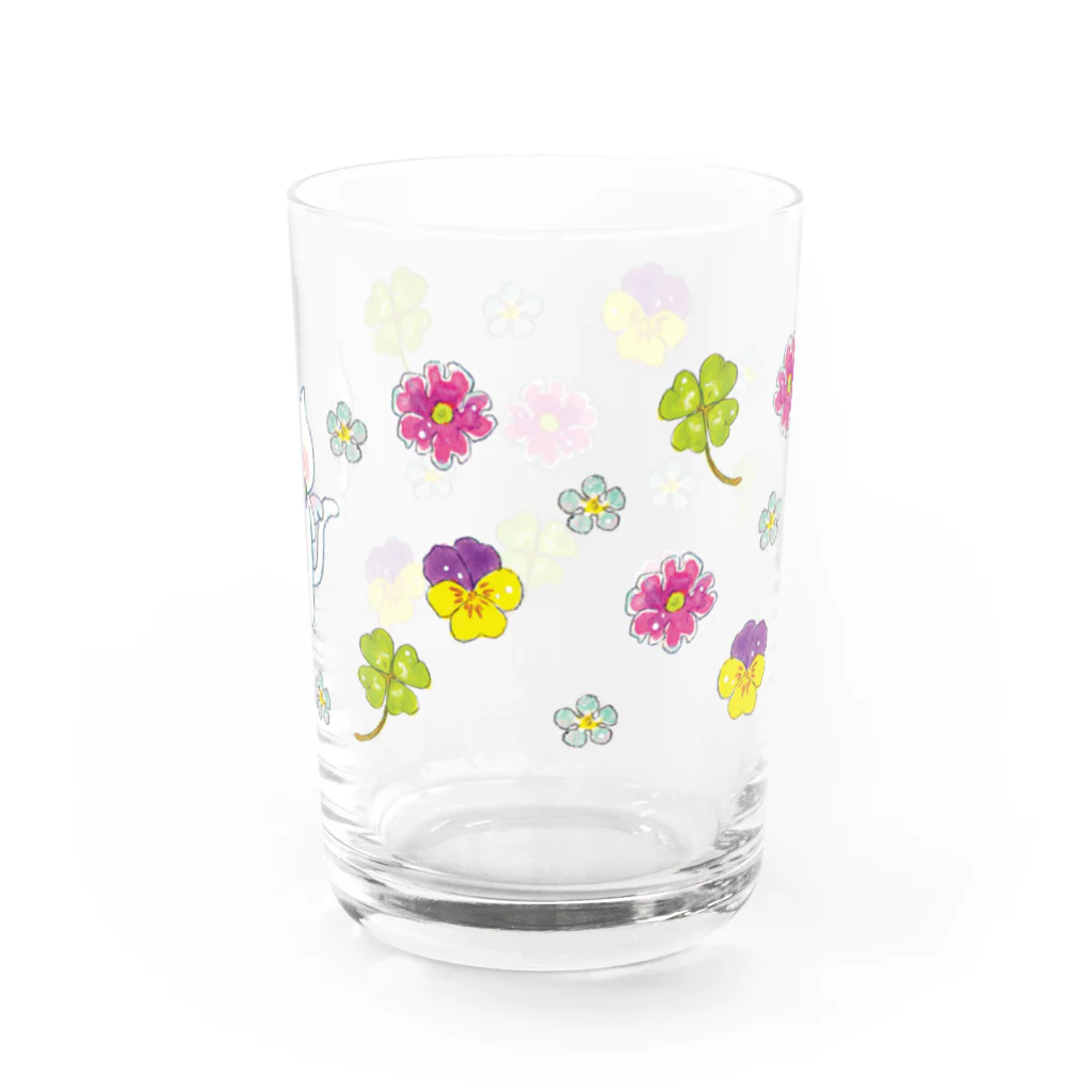 miyako_shopのお花とネコちゃん（男の子） Water Glass :back