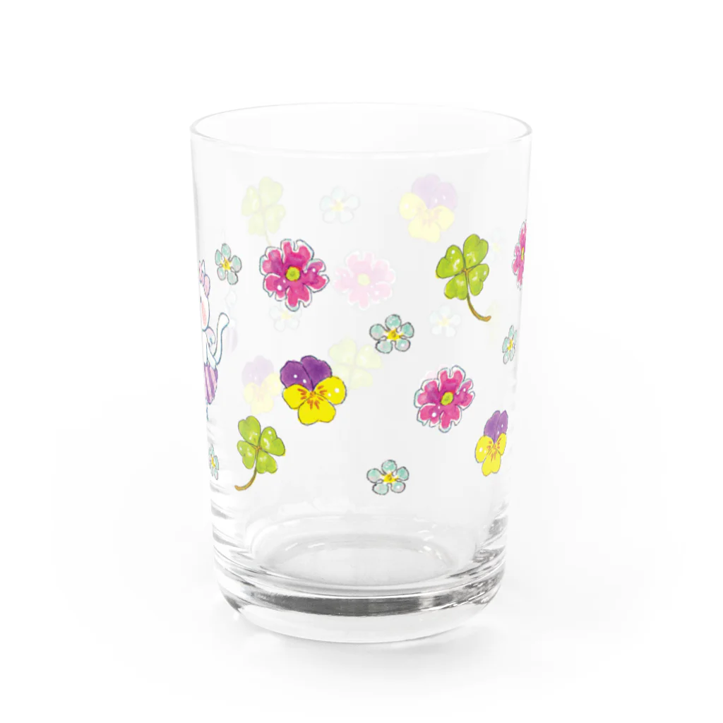 miyako_shopのお花とネコちゃん（女の子） Water Glass :back