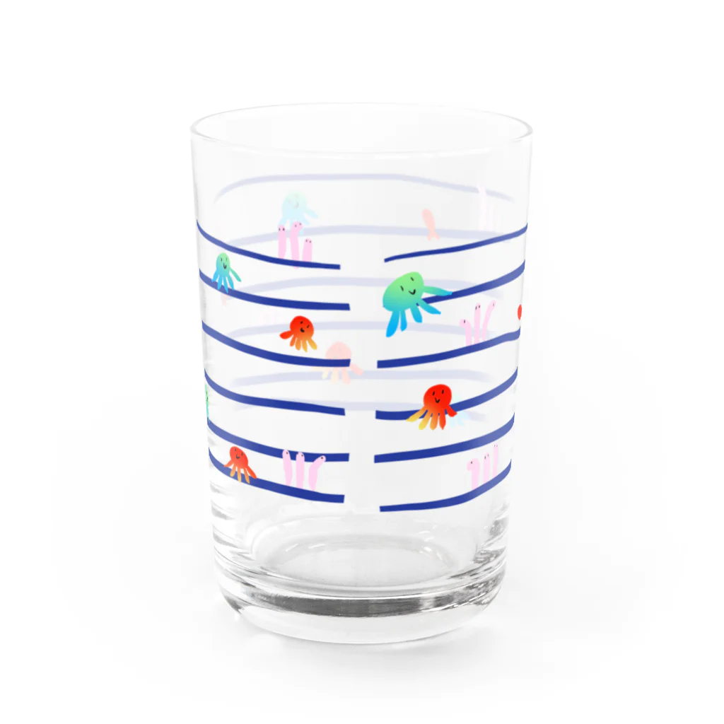 いろんな描いた絵のやつのボーダーチャプチャプ Water Glass :back