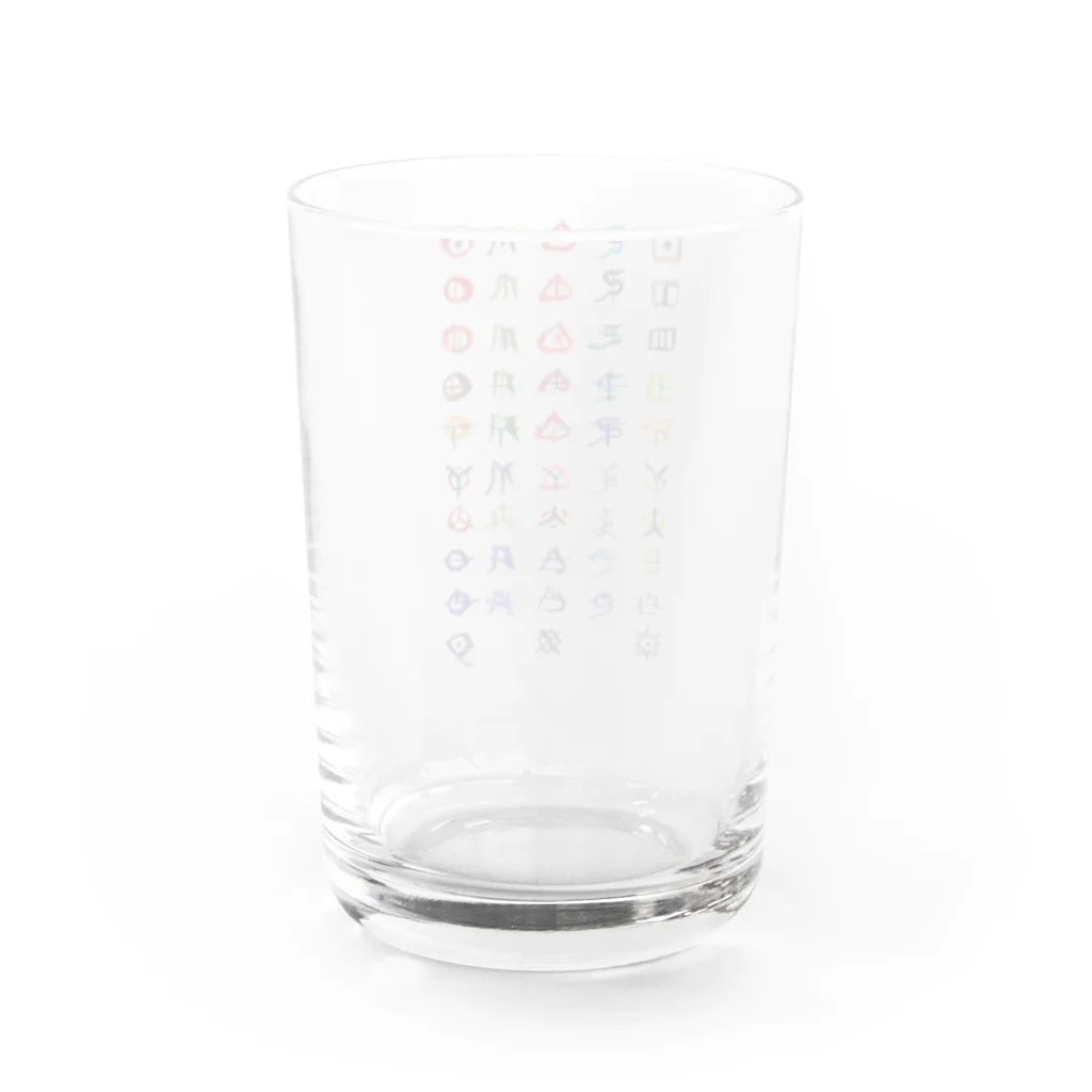 WAMI ARTのヲシテ文字表 Water Glass :back