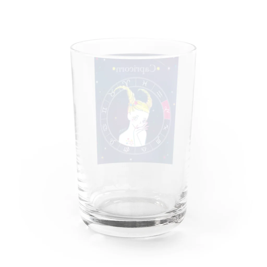 イラストレーター＊サトウユカの星座シリーズ＊山羊座ガール Water Glass :back