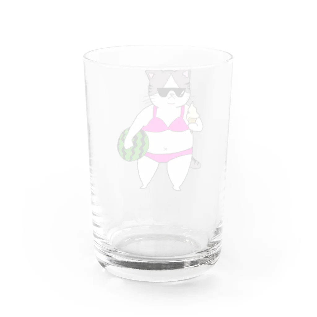 きゃべつばたけの【太い猫】夏の装い(ビキニ) Water Glass :back