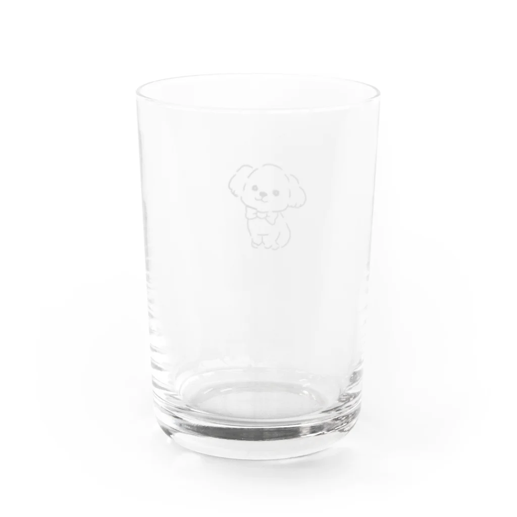 Link0723のマルプーちゃん　ホワイト　ゆるめ Water Glass :back