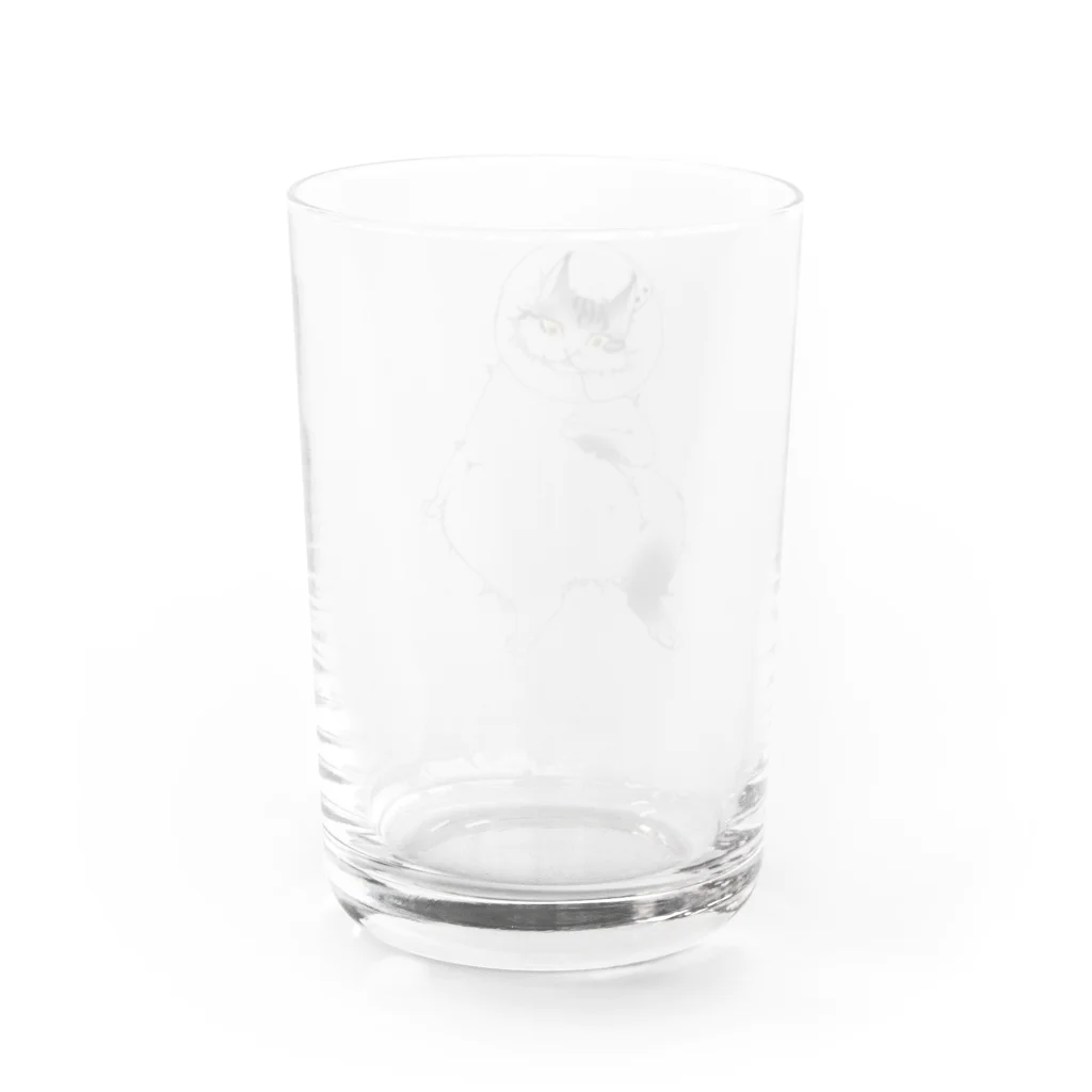 竜胆のおいら去勢中猫 線画 Water Glass :back