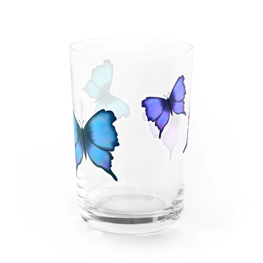 あさぎいろのパールカラーバタフライ Water Glass :back