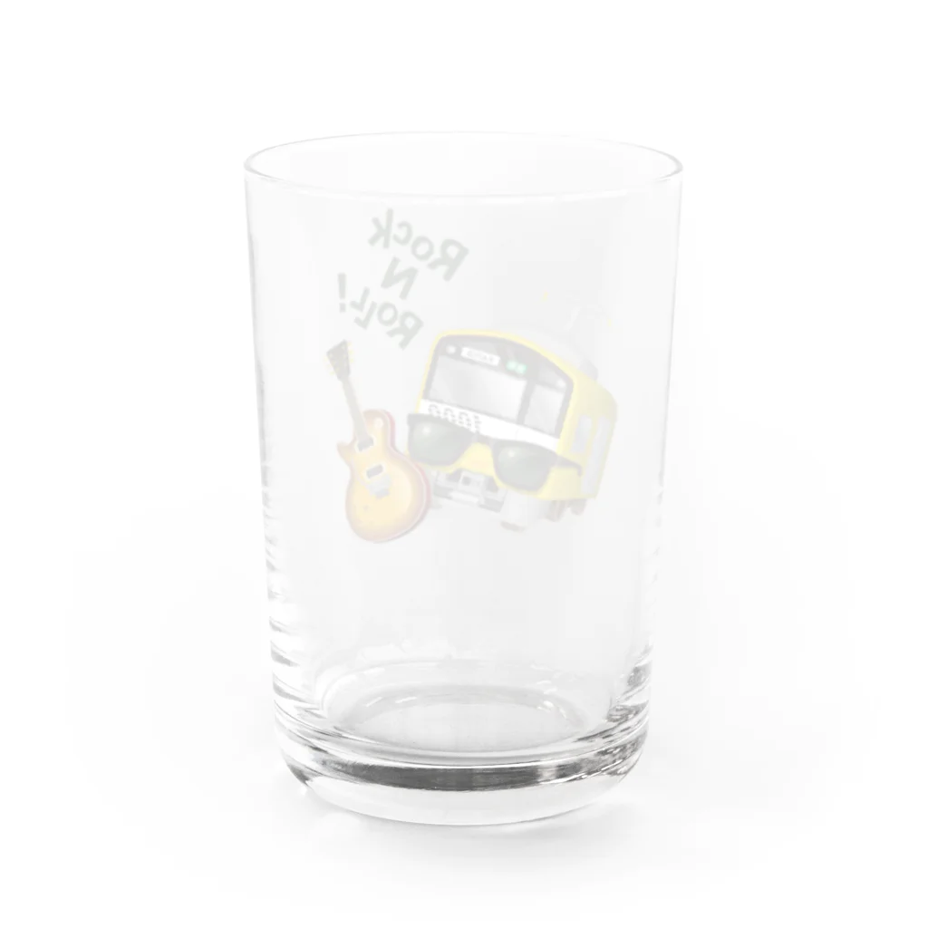 Train Kids! SOUVENIR SHOPの黄色い電車 「 音楽大好き ! 」 Water Glass :back