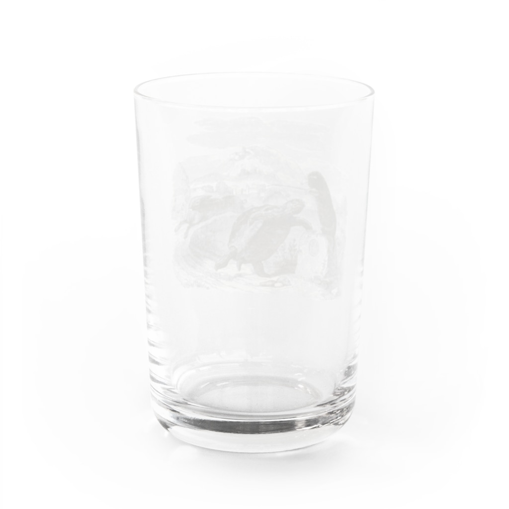 洋古書復刻堂「エスプリ　ド　グランヴィル」のJ・J・グランヴィル画『ウサギと亀（ラフォンテーヌ（イソップ）寓話集より）』  Water Glass :back