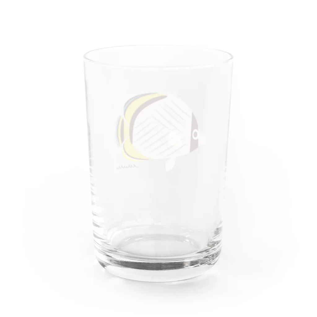 Astrio SUZURI店のフライチョウチョウウオちゃん Water Glass :back