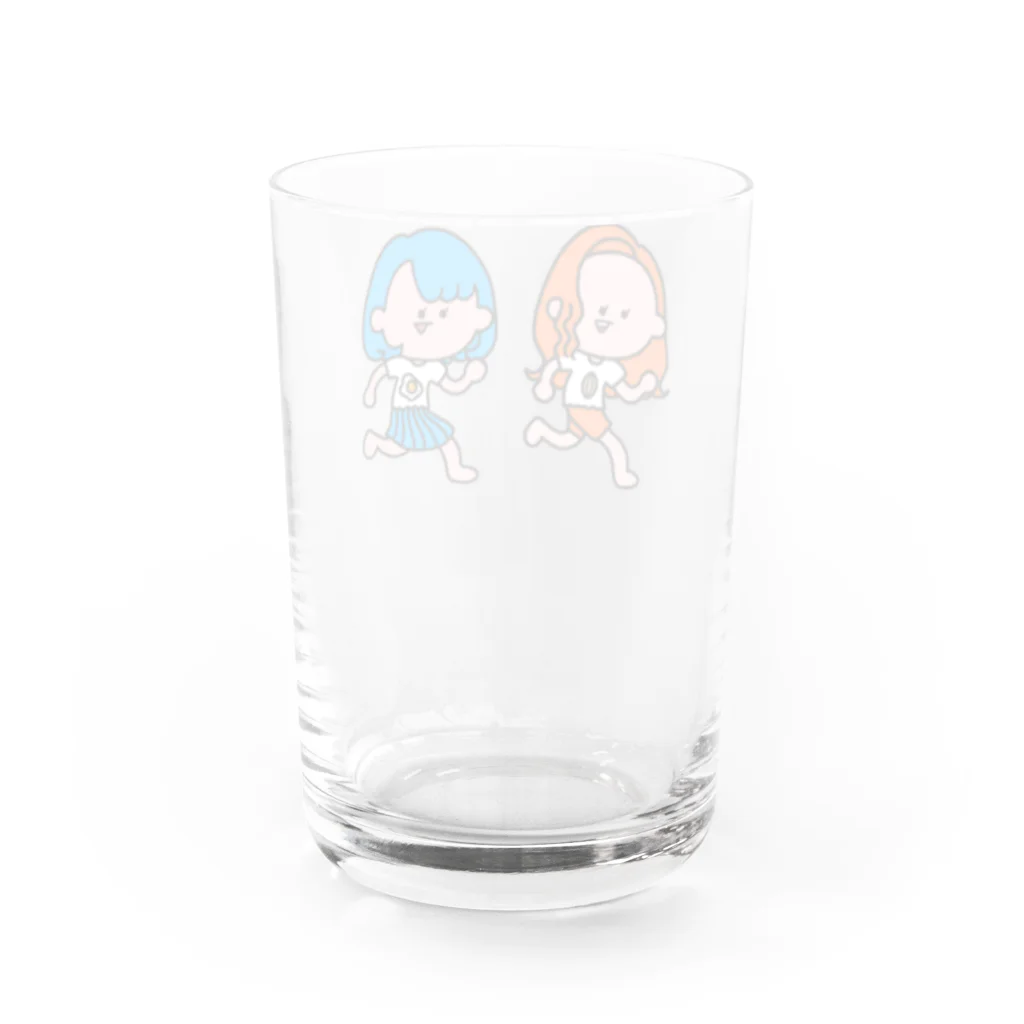 アーモンド🐴🐣の橙と青の女の子 Water Glass :back