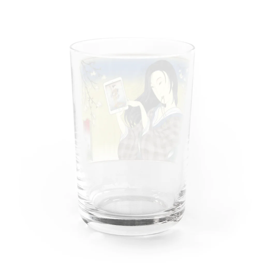 nidan-illustrationの"錦板を遣ふ女の図" #1 Water Glass :back